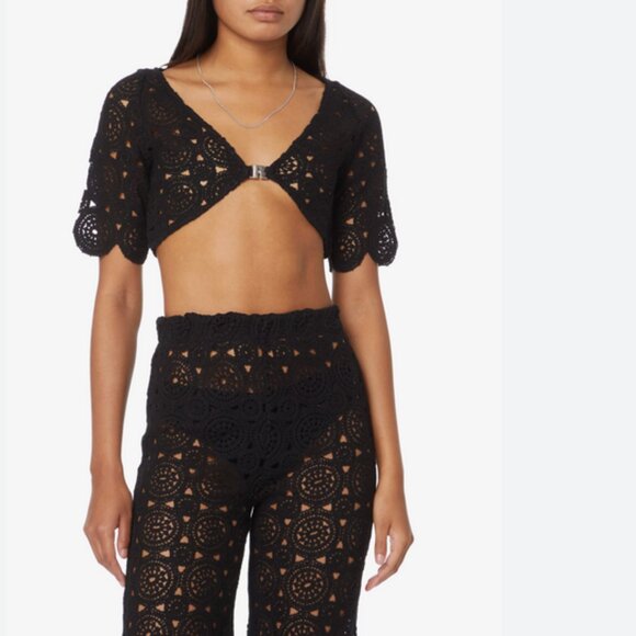 ROTATE Milandran Crochet Cotton-Blend Top - Picture 4 of 12